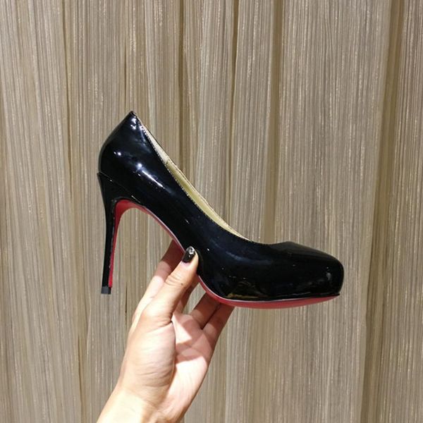 2021 designer fashion temperament design the latest women's dress shoes gorgeous advanced sense super high heel patent leather luxury s, Black