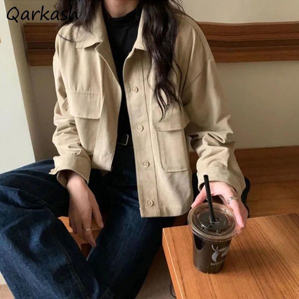 women's jackets basic women cargo streetwear simple cropped design all-match college wide-waisted ladies clothes ins daily outwear, Black;brown
women's jackets basic women cargo streetwear simple cropped design all-match college wide-waisted ladies clothes ins daily outwear, Black;brown