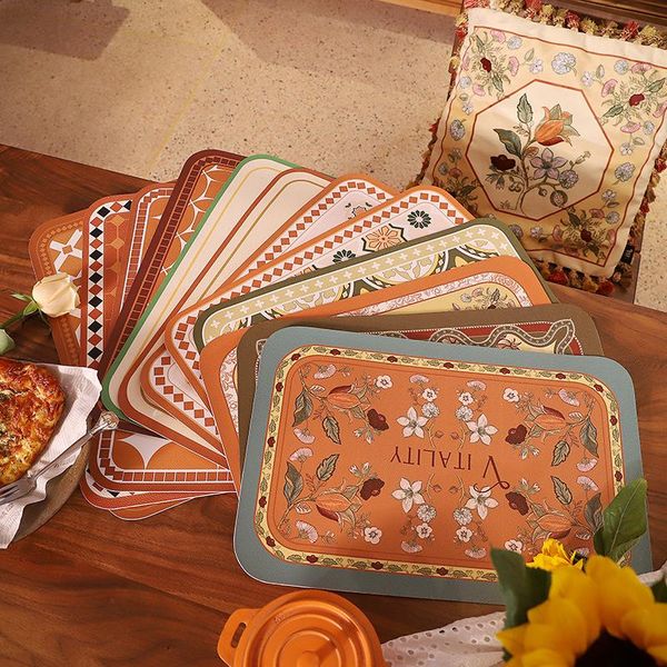 mats & pads vintage flower placemat modern romantic retro light luxury leather pvc waterproof home decor table 45*30cm
mats & pads vintage flower placemat modern romantic retro light luxury leather pvc waterproof home decor table 45*30cm