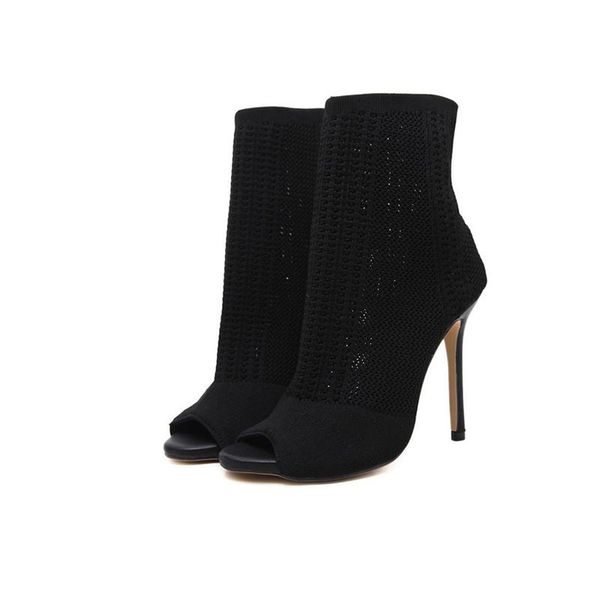 dress shoes women's spring and autumn high-heeled knit sock booties fashion open-toed mesh stiletto boots, Black
dress shoes women's spring and autumn high-heeled knit sock booties fashion open-toed mesh stiletto boots, Black