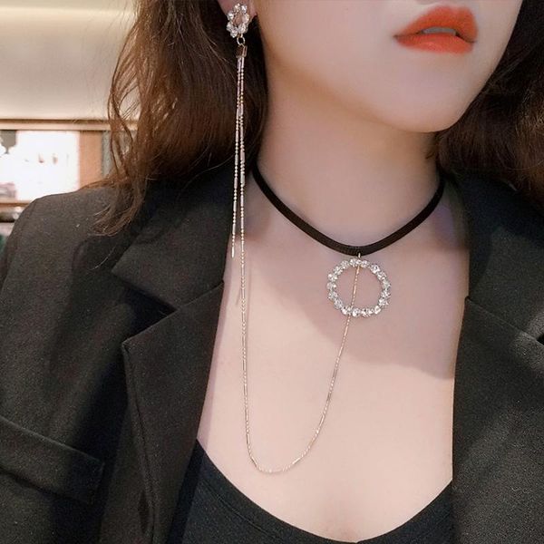 hoop & huggie designer necklace earrings one-piece stud female korean temperament choker ring tide clavicle chain neck strap, Golden;silver
hoop & huggie designer necklace earrings one-piece stud female korean temperament choker ring tide clavicle chain neck strap, Golden;silver