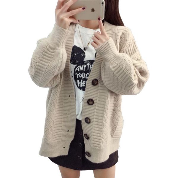 women's knits & tees spring style knitted jacket cardigan women v-neck single-breasted loose sweater long-sleeved shawl, White
women's knits & tees spring style knitted jacket cardigan women v-neck single-breasted loose sweater long-sleeved shawl, White