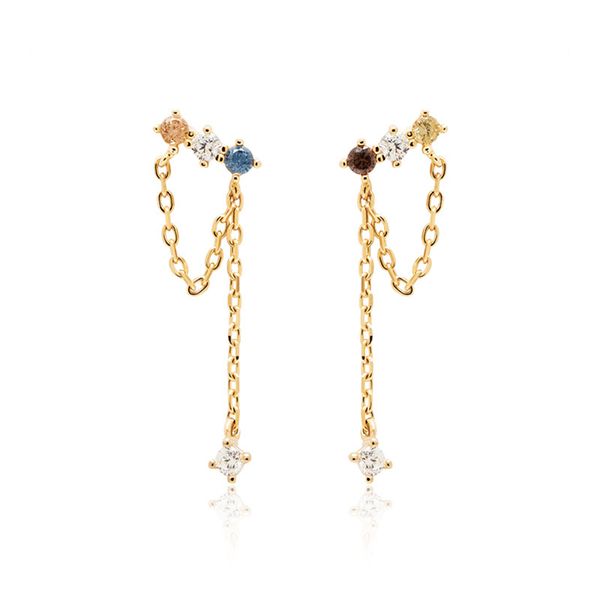 women's stud earrings 18k gold inlaid gemstones 925 sterling silver tassel european and american elegant, Golden;silver
women's stud earrings 18k gold inlaid gemstones 925 sterling silver tassel european and american elegant, Golden;silver