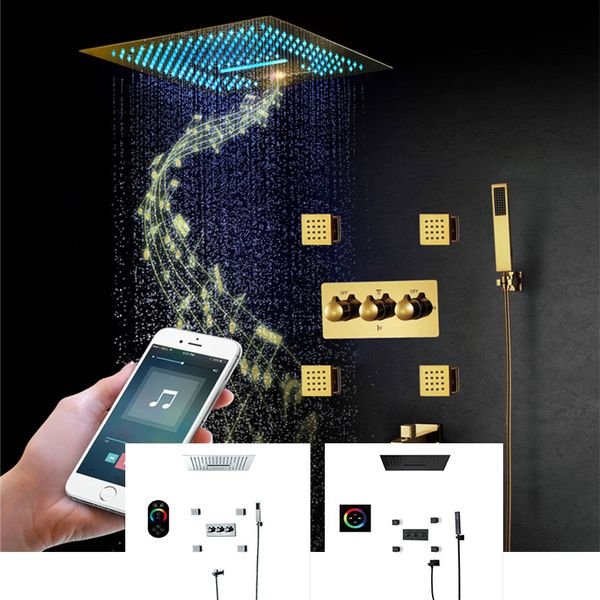 stainless steel golden led music shower head + & cold water valve mixer + 4 pcs sprayer jet + handheld showers
stainless steel golden led music shower head + & cold water valve mixer + 4 pcs sprayer jet + handheld showers