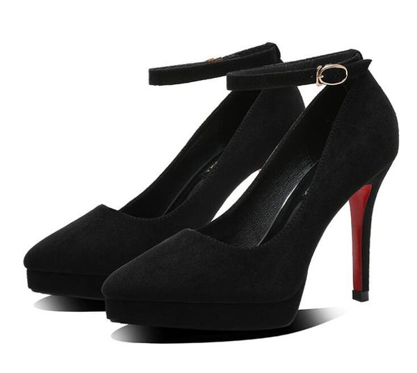 women's pumps high heels ankle strap flock female platform shoes mary jane women shoes ladies footwear, Black
women's pumps high heels ankle strap flock female platform shoes mary jane women shoes ladies footwear, Black