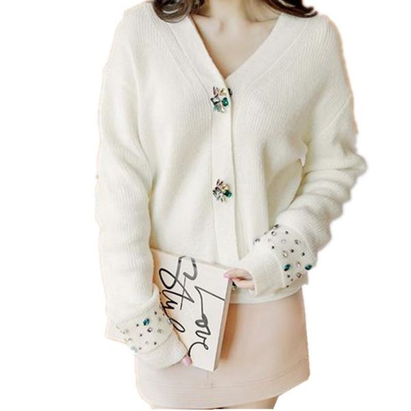 women's vests jsxdhk fashion 2021 autumn winter sweater cardigan women knit diamonds beading single breasted casual v neck loose outerw, Black;white
women's vests jsxdhk fashion 2021 autumn winter sweater cardigan women knit diamonds beading single breasted casual v neck loose outerw, Black;white