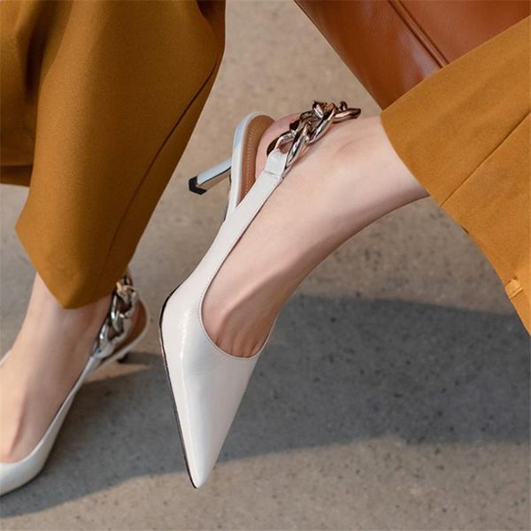 dress shoes pxelena brand real natural leather slingbacks women kitten thin high heels metal chain party lady pumps, Black
dress shoes pxelena brand real natural leather slingbacks women kitten thin high heels metal chain party lady pumps, Black
