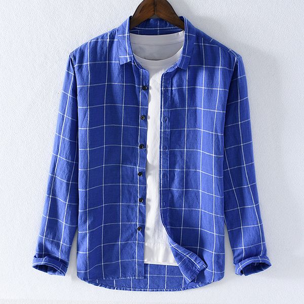 2021 new cotton and linen plaid brand autumn long sleeve blue shirt for men casual fashion shirts male chemise camisa h9e4, White
2021 new cotton and linen plaid brand autumn long sleeve blue shirt for men casual fashion shirts male chemise camisa h9e4, White