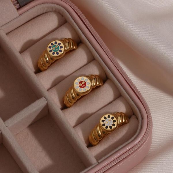 cluster rings trendy stainless steel gold plated us size 6/7/8 sun flower pattern solid casual banquet for women party jewelry gift, Golden;silver
cluster rings trendy stainless steel gold plated us size 6/7/8 sun flower pattern solid casual banquet for women party jewelry gift, Golden;silver