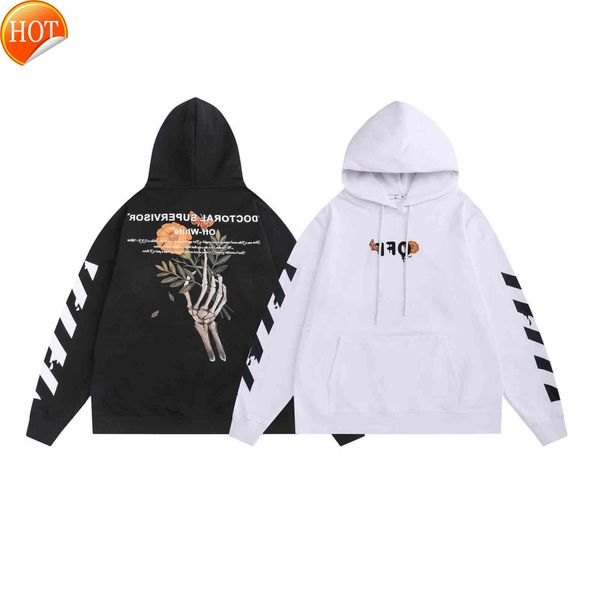 new off and winter autumn arm skeleton bouquet letter series men's women's hoodie, Black
new off and winter autumn arm skeleton bouquet letter series men's women's hoodie, Black