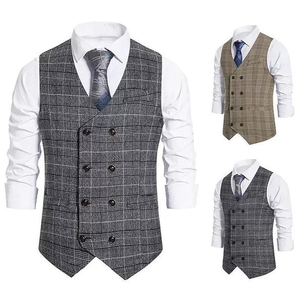 men's vests double breasted fashion striped plaid vest suit jacket casual sleeveless, Black;white
men's vests double breasted fashion striped plaid vest suit jacket casual sleeveless, Black;white