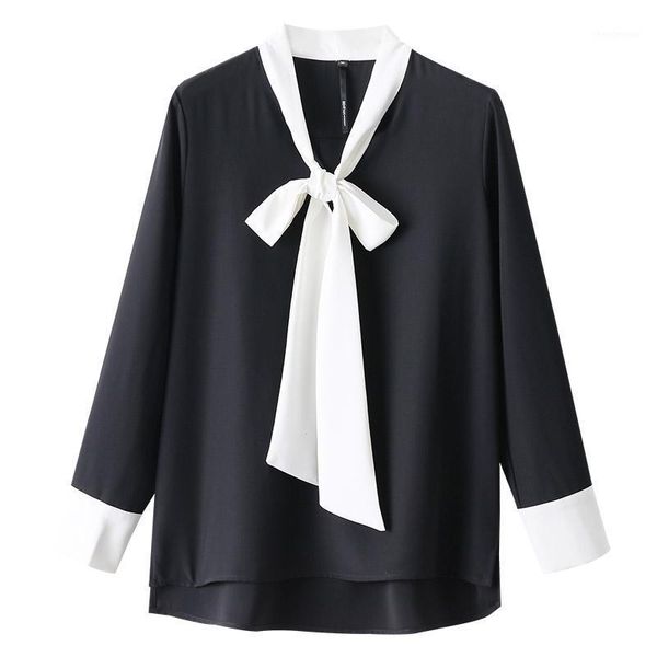women's blouses & shirts long sleeve loose chiffon blouse black korean style bow tie shirt women contrast ropa para mujer clothing ef50, White
women's blouses & shirts long sleeve loose chiffon blouse black korean style bow tie shirt women contrast ropa para mujer clothing ef50, White