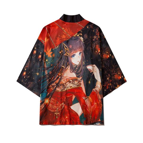 ethnic clothing beauty printed men women kimono cardigan japanese traditional casual loose thin coat and pants asian harajuku, Red 
ethnic clothing beauty printed men women kimono cardigan japanese traditional casual loose thin coat and pants asian harajuku, Red
