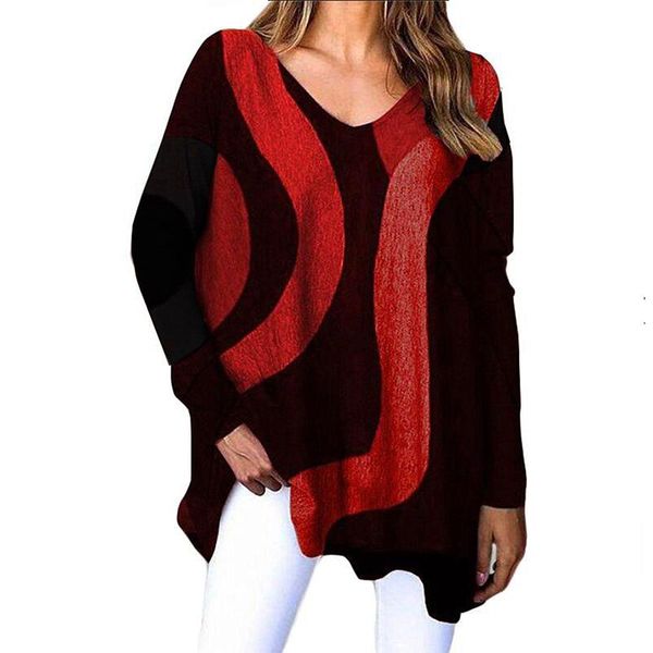 women's t-shirt striped casual printing irregular v neck long sleeved all match street hipster ladies fashion clothes, White
women's t-shirt striped casual printing irregular v neck long sleeved all match street hipster ladies fashion clothes, White