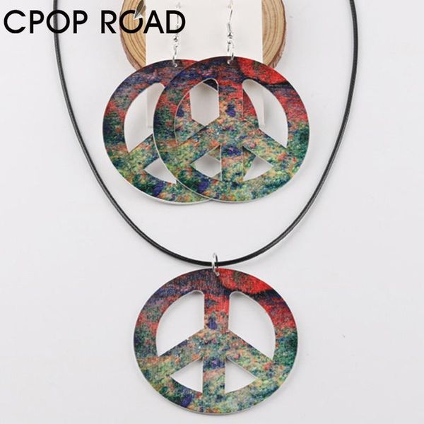 earrings & necklace cpop hollow peace punk wooded for women jewelry set zebra wood pendant fashion accessories girl gift, Silver
earrings & necklace cpop hollow peace punk wooded for women jewelry set zebra wood pendant fashion accessories girl gift, Silver