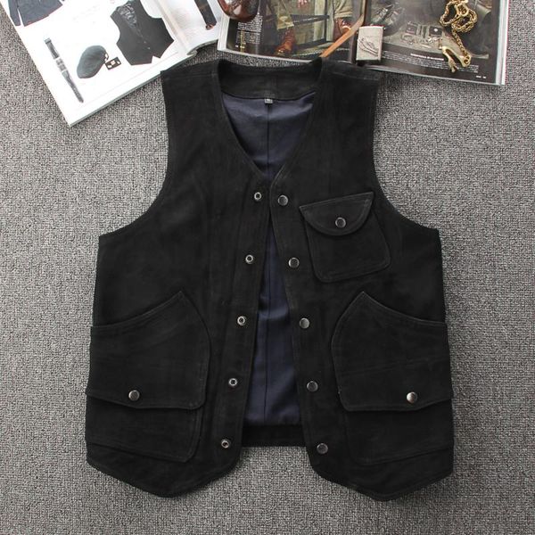 men's vests japanese real leather vest vintage genuine sleeveless jackets men swede sheepskin casual biker waistcoat, Black;white
men's vests japanese real leather vest vintage genuine sleeveless jackets men swede sheepskin casual biker waistcoat, Black;white