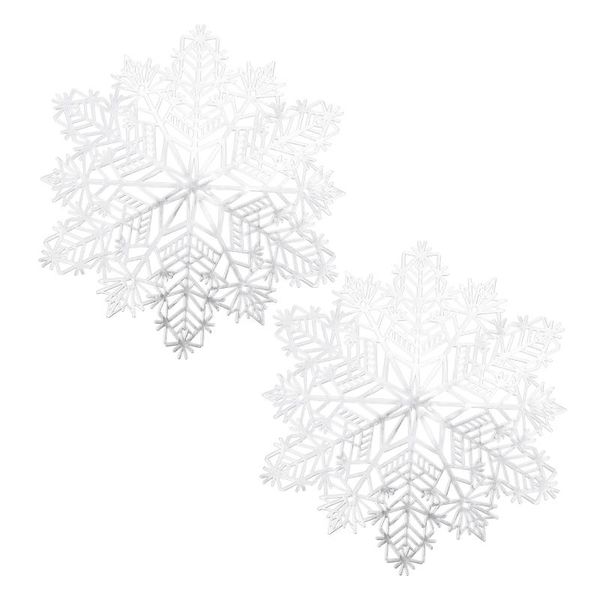 mats & pads 2pcs christmas party placemats creative snowflake-shaped table (white)