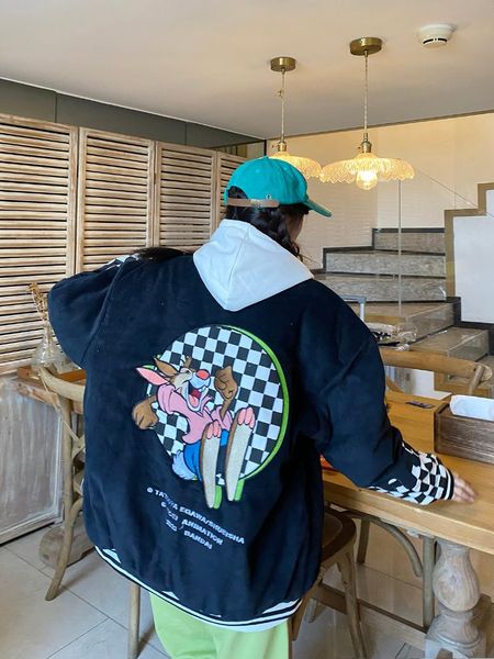 women's jackets sleeve checkerboard plaid letter embroidered jacket coats women and men, Black;brown
women's jackets sleeve checkerboard plaid letter embroidered jacket coats women and men, Black;brown