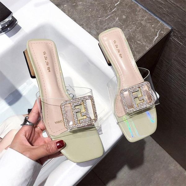 slippers summer green shoes women 2021 transparent square buckle rhinestones low chunky heels toe sandals, Black
slippers summer green shoes women 2021 transparent square buckle rhinestones low chunky heels toe sandals, Black