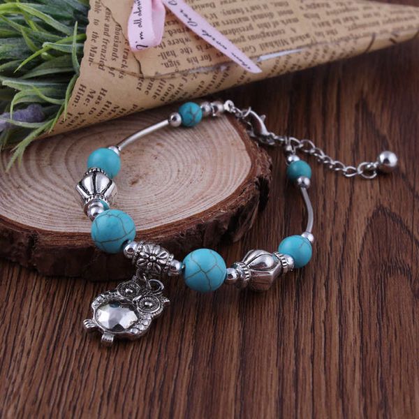owl drop pendant tibetan silver turquoise link chain bracelets dymtqb028 fashion gift national style women men's diy bracelet, Black
owl drop pendant tibetan silver turquoise link chain bracelets dymtqb028 fashion gift national style women men's diy bracelet, Black