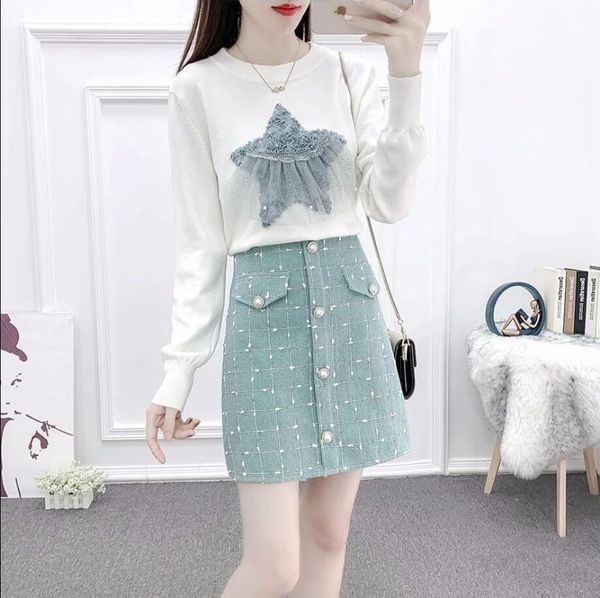 2021 new women autumn winter sweater two pieces female long sleeve casual pullover sweater+high waist plaid tweed skirt set n265wyt0, Black;gray
2021 new women autumn winter sweater two pieces female long sleeve casual pullover sweater+high waist plaid tweed skirt set n265wyt0, Black;gray