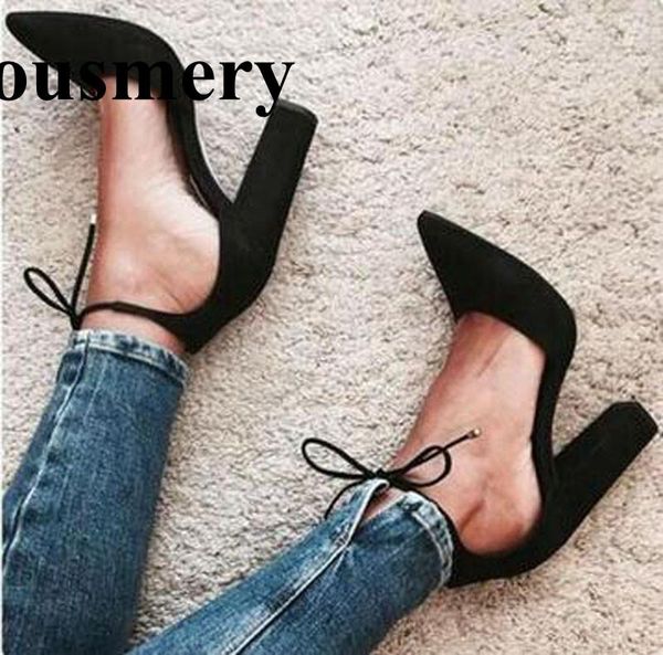 women fashion pointed toe lace-up suede leather thick heel pumps ankle strap high heels formal dress shoes, Black
women fashion pointed toe lace-up suede leather thick heel pumps ankle strap high heels formal dress shoes, Black