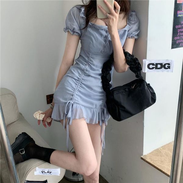 chic square collar vintage short womens dress sleeved slim summer chiffon drawstring bodycon mini club, Black;gray
chic square collar vintage short womens dress sleeved slim summer chiffon drawstring bodycon mini club, Black;gray