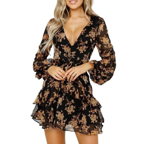 casual dresses women dress 2021 deep v neck mini floral print belt ruffle hem a-line party sundress, Black;gray
casual dresses women dress 2021 deep v neck mini floral print belt ruffle hem a-line party sundress, Black;gray