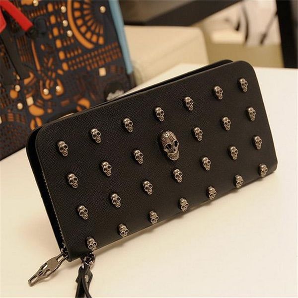 sale2021 on purchase women portfolios metals skull card wallet leather handbag, Red;black
sale2021 on purchase women portfolios metals skull card wallet leather handbag, Red;black