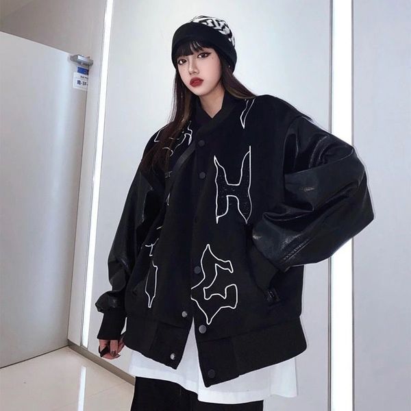 women's jackets baseball shirt leather jackets of motorcycle men autumn hip-hop embroidered casual female 4d76, Black;brown
women's jackets baseball shirt leather jackets of motorcycle men autumn hip-hop embroidered casual female 4d76, Black;brown