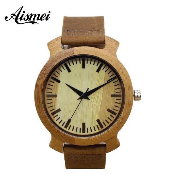 wristwatches 2021 brand wood quartz genuine leather men women bamboo watches luxury male wooden watch relojes hombre relogio masculino, Slivery;brown