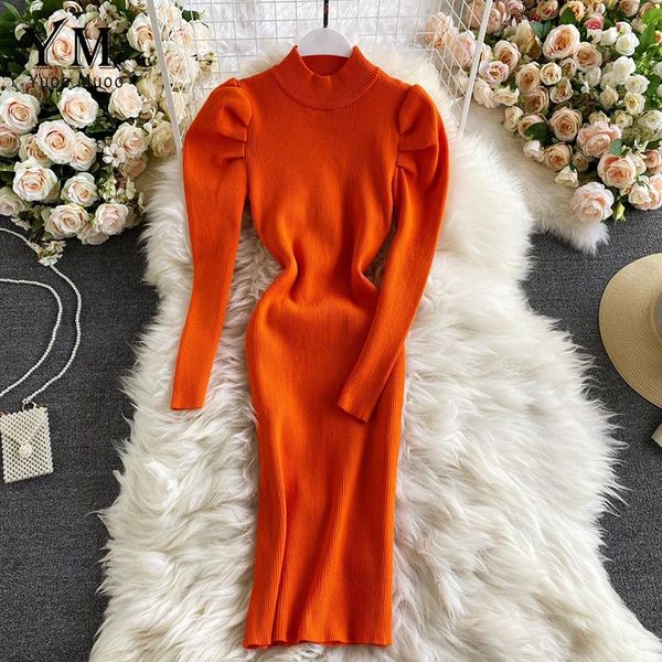 casual dresses yuoomuoo 2021 autumn winter women knitted sweater dress slim long puff sleeve elegant pencil sheath ladies bodycon, Black;gray
casual dresses yuoomuoo 2021 autumn winter women knitted sweater dress slim long puff sleeve elegant pencil sheath ladies bodycon, Black;gray