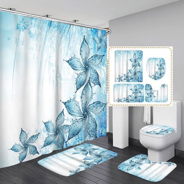 shower curtains 4pcs blue flower bathroom curtain waterproof polyester fabric non-slip 3pcs mat set with hooks
shower curtains 4pcs blue flower bathroom curtain waterproof polyester fabric non-slip 3pcs mat set with hooks