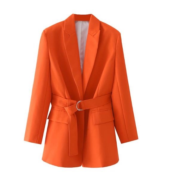 women's suits & blazers 2021 spring and autumn fashion orange belt retro suit long sleeve pocket women jacket chic blazer, White;black
women's suits & blazers 2021 spring and autumn fashion orange belt retro suit long sleeve pocket women jacket chic blazer, White;black
