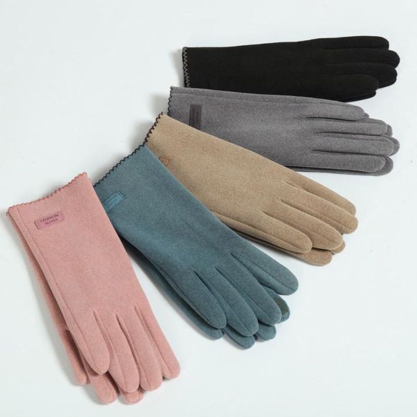 five fingers gloves women winter touch screen mittens solid color fleece thickened full finger warm outdoor, Blue;gray
five fingers gloves women winter touch screen mittens solid color fleece thickened full finger warm outdoor, Blue;gray