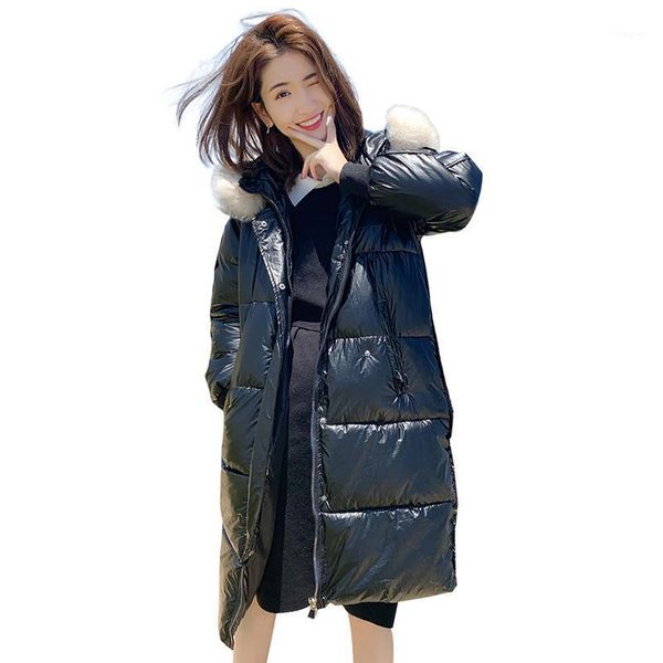 women's down & parkas 2021 long jacket women female parka hooded with fur collar shining fabric cotton warm padded coats, Black
women's down & parkas 2021 long jacket women female parka hooded with fur collar shining fabric cotton warm padded coats, Black
