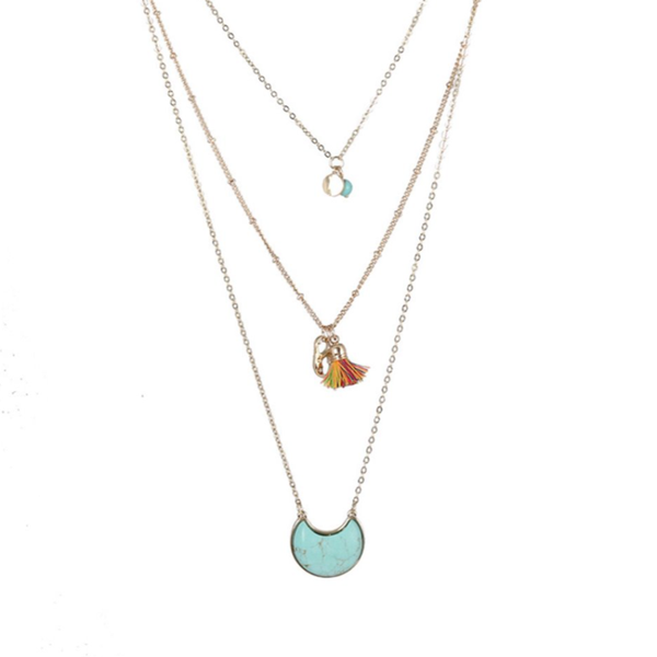 pendant necklaces light yellow gold color multi layer green turquosies stone link chain necklace crescent moon jewelry, Silver
pendant necklaces light yellow gold color multi layer green turquosies stone link chain necklace crescent moon jewelry, Silver