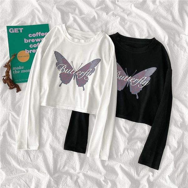 women's t-shirt short-sleeved korean-style slim-fit internet celebrity style young butterfly print high waist cropped ins, White
women's t-shirt short-sleeved korean-style slim-fit internet celebrity style young butterfly print high waist cropped ins, White