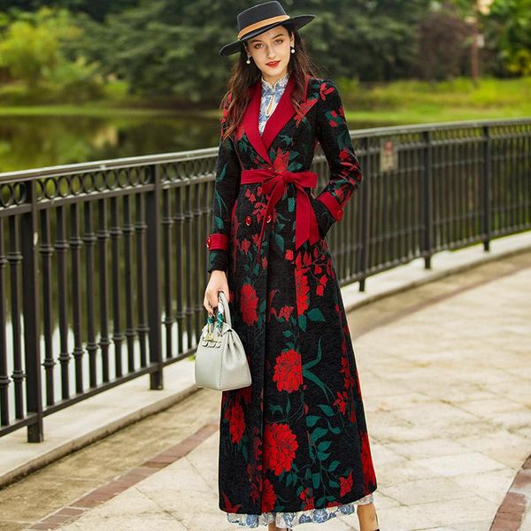 women's trench coats autumn winter jacquard long coat florals plus size luxury england style women outwear full length jacket dz1513, Tan;black
women's trench coats autumn winter jacquard long coat florals plus size luxury england style women outwear full length jacket dz1513, Tan;black