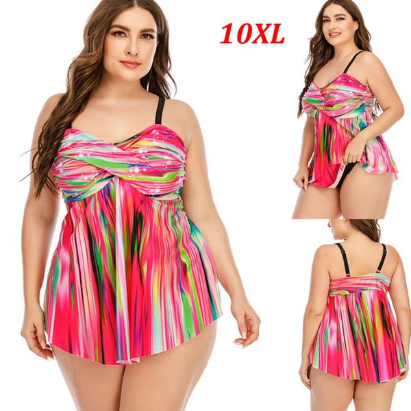 two-piece suits colorful strip super plus size 10xl two piece tankini swimsuit women 2021 retro swimwear large swimming suit for ladies dres 
two-piece suits colorful strip super plus size 10xl two piece tankini swimsuit women 2021 retro swimwear large swimming suit for ladies dres