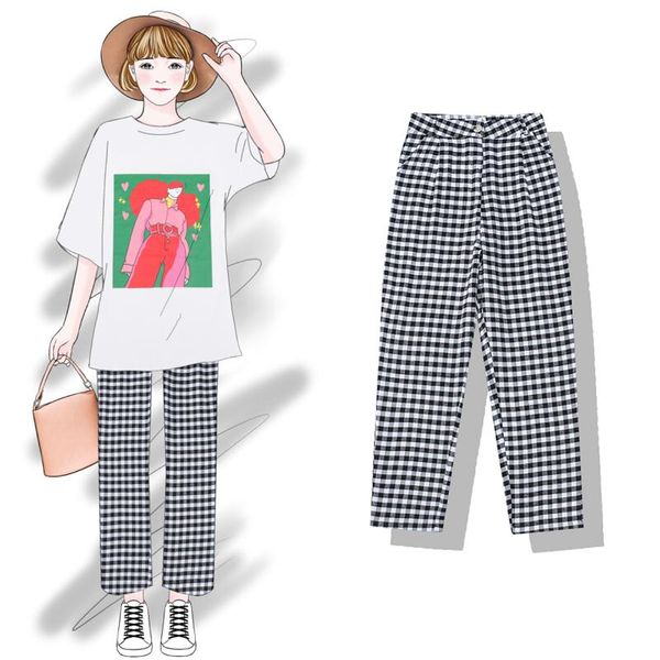 women's pants & capris 2021 fashion summer plaid casual students ankle women, Black;white
women's pants & capris 2021 fashion summer plaid casual students ankle women, Black;white