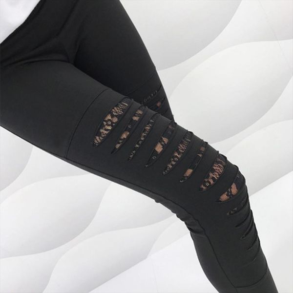 solid lace patchwork hole women legging ankle length polyester jeggings casual high waist push up, Black
solid lace patchwork hole women legging ankle length polyester jeggings casual high waist push up, Black