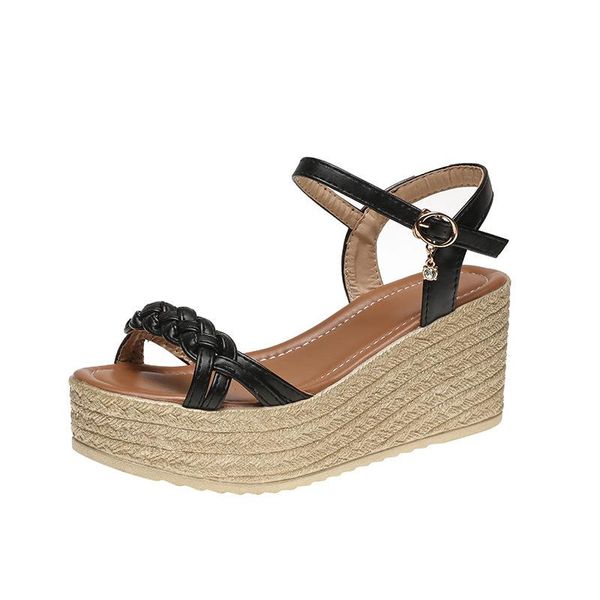 sandals fashion wedges women wear skirts with fairy style in summer shoes rattan grass platform casual, Black
sandals fashion wedges women wear skirts with fairy style in summer shoes rattan grass platform casual, Black