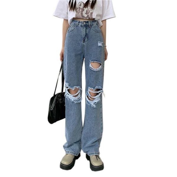 women's jeans high waisted women ripped korean fashion streetwear wide leg casual baggy straight ladies denim pants 2021 summer, Blue
women's jeans high waisted women ripped korean fashion streetwear wide leg casual baggy straight ladies denim pants 2021 summer, Blue