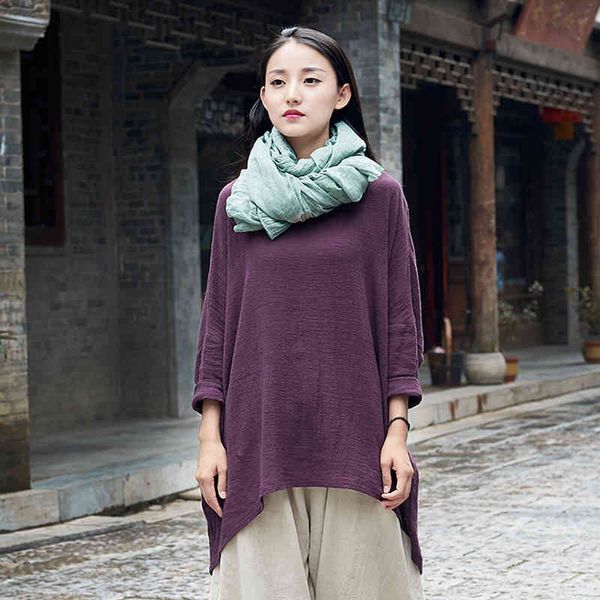 women's t-shirt women cotton linen bat sleeve 2021 autumn new vintage o-neck clothing casual brief 6yao, White
women's t-shirt women cotton linen bat sleeve 2021 autumn new vintage o-neck clothing casual brief 6yao, White