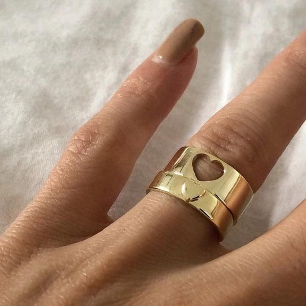 cluster rings punk trendy gold color heart for women men lover couple set friendship engagement wedding open 2021 jewelry, Golden;silver
cluster rings punk trendy gold color heart for women men lover couple set friendship engagement wedding open 2021 jewelry, Golden;silver