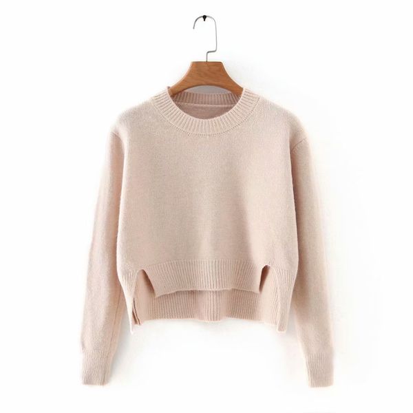 women's sweaters solid color round neck long sleeve knitted female simple front short rear side split pullover women spring ackc, White;black
women's sweaters solid color round neck long sleeve knitted female simple front short rear side split pullover women spring ackc, White;black