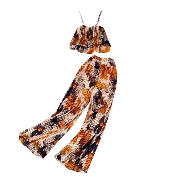 women's two piece pants women bohemia chiffon sets summer spaghetti straight outfits ladies beach elegant pleats suits, White
women's two piece pants women bohemia chiffon sets summer spaghetti straight outfits ladies beach elegant pleats suits, White