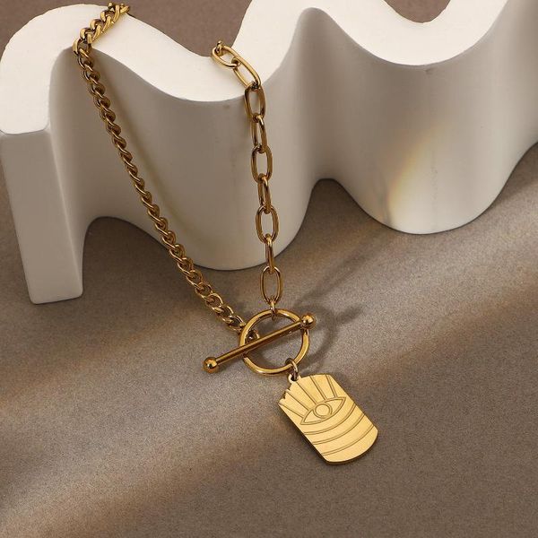 pendant necklaces stainless steel ot buckle necklace cross chain cuban stitching square brand evil eye women, Silver
pendant necklaces stainless steel ot buckle necklace cross chain cuban stitching square brand evil eye women, Silver