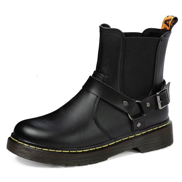 new round toe retro short motorcycle boots elastic glove band flat jump shoes with lower belt buckle tpr punk o5gz, Black
new round toe retro short motorcycle boots elastic glove band flat jump shoes with lower belt buckle tpr punk o5gz, Black